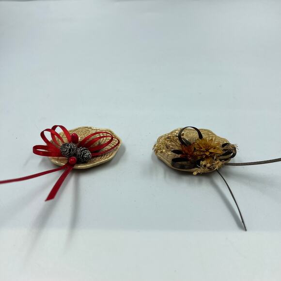 Vintage Ceramic Handmade Miniature Straw Hats Pine Cone & Fall Foliage Lot 2 - Picture 10 of 10